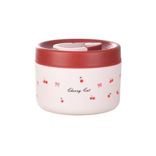 陶瓷内胆保温饭盒女卡通圆形密封汤罐便携上班族学生微波炉午餐盒