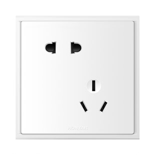 鸿雁开关插座面板多孔一开五孔插座空调家用暗装墙壁86型插座X7白