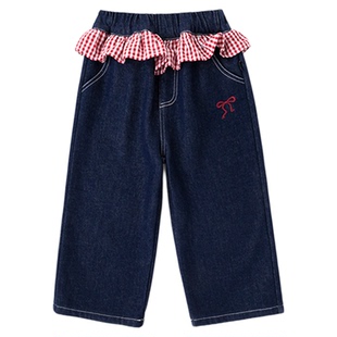 嘟嘟家女童裤子儿童牛仔裤加绒宝宝拜年服年装女宝休闲裤国风冬季