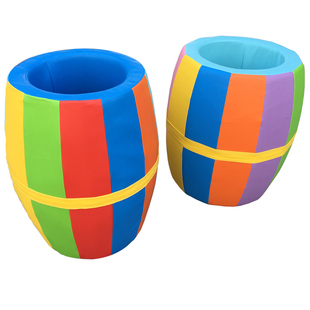 早教玩具感统训练器材软体体能彩虹桶滚筒转筒儿童钻洞啤酒筒教具