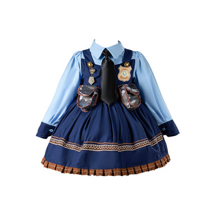 Hi!Fish女童公主裙冬装加绒生日朱迪兔子警官儿童衣服cos裙子
