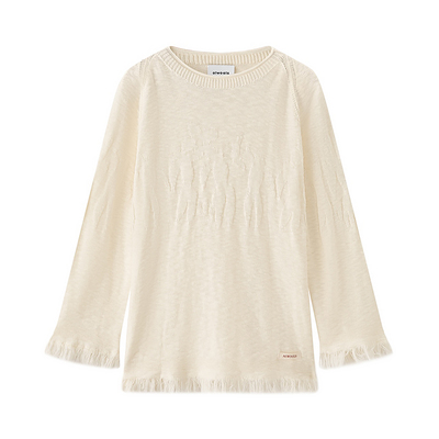 ALWOOLS2025秋冬新品暗纹图案肌理流苏针织套头衫