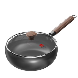 三禾大肚铁锅无涂层精铁不粘锅家用炒菜锅燃气灶电磁炉通用