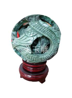 天然玉石绿色路路通办公室圆球