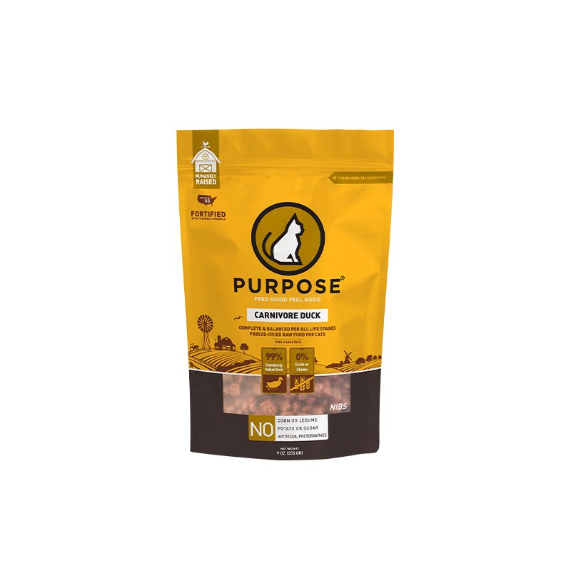 Purpose璞斯主食冻干猫粮99%生骨肉全价无谷美国进口成幼猫255g