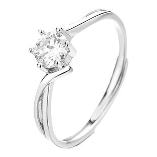 999纯银足银莫桑石六爪钻石戒指女求婚钻戒人工不掉色正品银饰