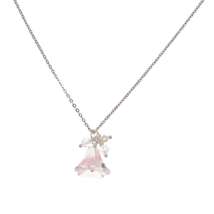 拾壹纪「朝颜」原创设计手工超仙粉色琉璃花珍珠925纯银锁骨项链