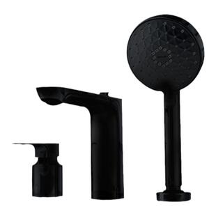 科勒三孔缸边浴缸龙头冷热水手持淋浴花洒套装72330T-4-BL黑色