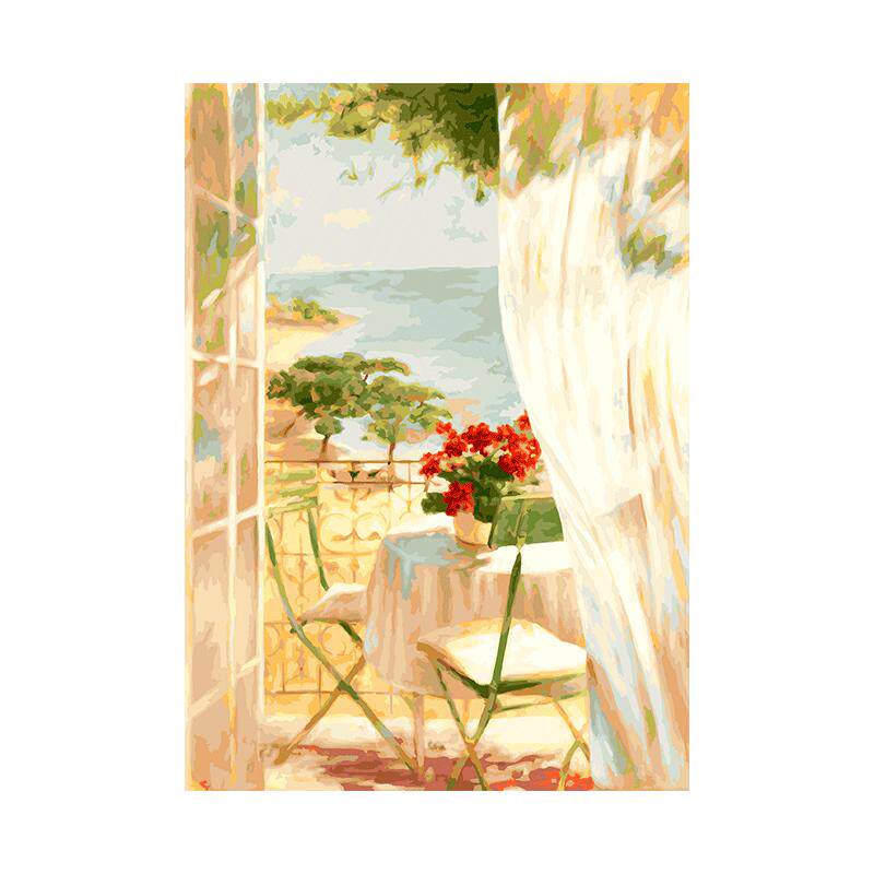 自油自画diy数字油画春暖花开