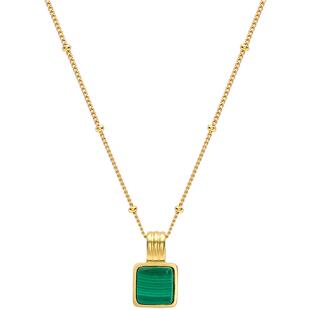 【狙击蝴蝶 陈妍希同款】Missoma方形孔雀石吊坠项链精致新年礼物