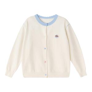 笛莎官方旗舰童装女童针织开衫春季新款大童女孩儿童撞色圆领外套