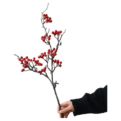 花瓶摆件发财果红果仿真花装饰