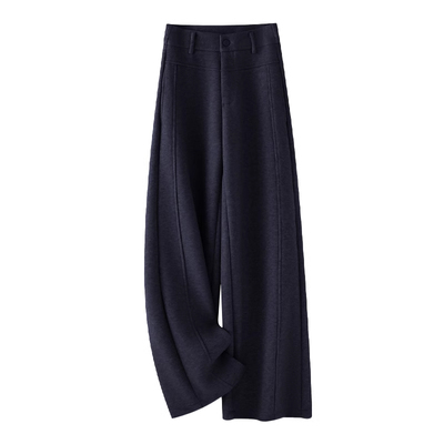 灰色羊毛直筒裤慵懒风毛呢阔腿裤