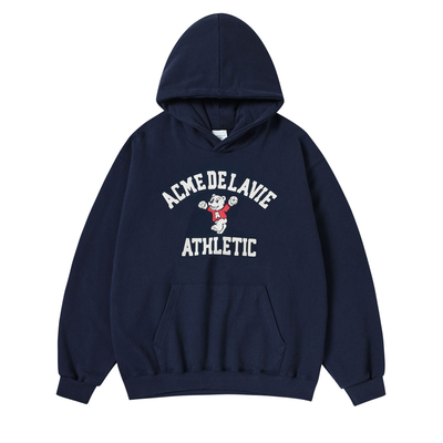 ADLV 韩国潮牌2025秋冬新款卫衣AC舞动小熊连帽衫宽松休闲情侣款