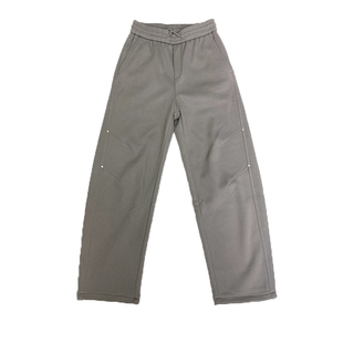 冬季加绒潮牌灰色直筒运动裤美式束脚男宽松休闲裤时尚百搭弯刀裤