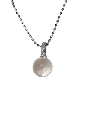 天然白水晶镶钻项链女气质优雅感