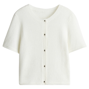 HM女装春季细密针织短袖开衫1271644