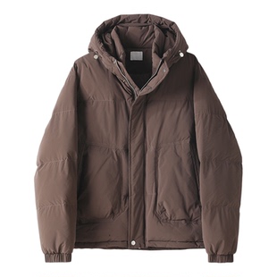 LUUD 冬季保暖男士简约休闲加厚外套棉服可调节松紧领口连帽棉袄