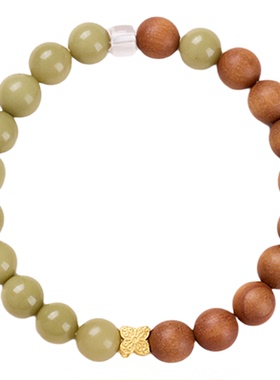 杭州灵隐白水晶手串女老山檀蜜蜡