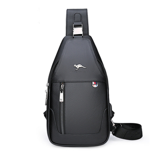 香港MTFSKAER高级感男士真皮胸包新大容量胸前背包男款单肩斜挎包