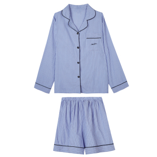 馨帮帮Homedress 高级感竖条纹家居服女休闲宽松长袖睡衣套装秋季