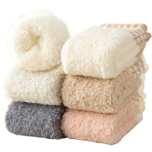 儿童珊瑚绒袜子秋冬季加绒加厚女童冬天保暖睡眠袜女孩宝宝地板袜