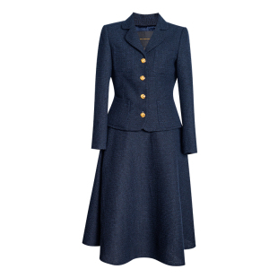 罗衣小香风粗纺毛呢小西装套装裙职场修身收腰短外套两件套07792