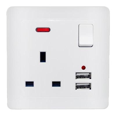 英式白色金色英标方脚墙壁插座