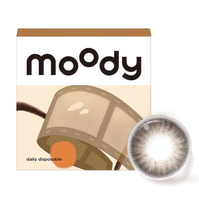 moody日抛10片美瞳冷泡乌龙茶胶片棕极昼黑伽罗棕彩色隐形眼镜
