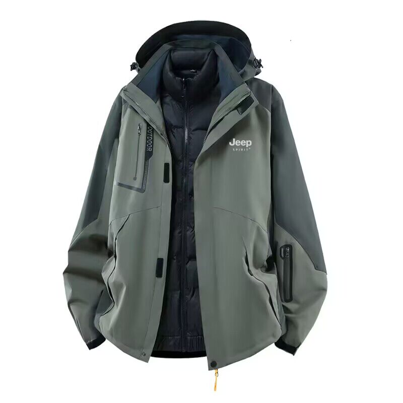 JEEP吉普羽绒服冲锋衣男2026新款春秋冬三合一可拆卸防风滑雪外套