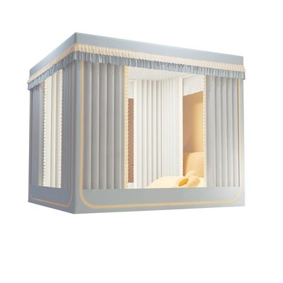 2025新款A类全底防摔纯色遮光帘坐床式蚊帐家用卧室1.8米床幔纹帐