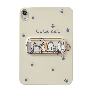 液态硅胶肤感带支架软壳ipadmini7保护套小众ins插画线条猫2025款12代平板保护壳air8 11寸复古9代10.2寸无盖
