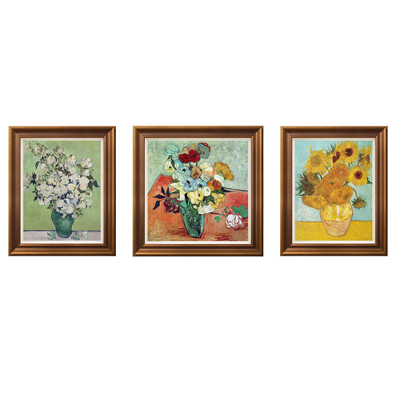 风色梵高绽放花卉油画美式装饰画