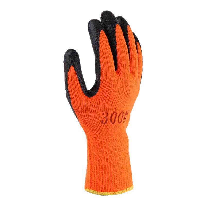 包邮劳保手套加厚保暖加绒棉线毛圈耐磨防滑涂胶浸胶线皱纹胶手套