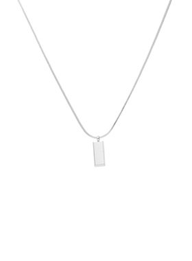 银色小方块简约男士项链女潮嘻哈