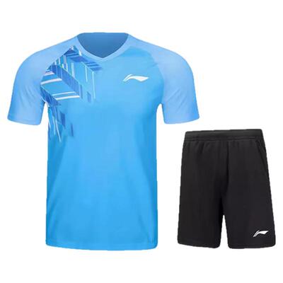 李宁正品羽毛球系列男子运动休闲比赛训练短袖短裤套装AATU029-3