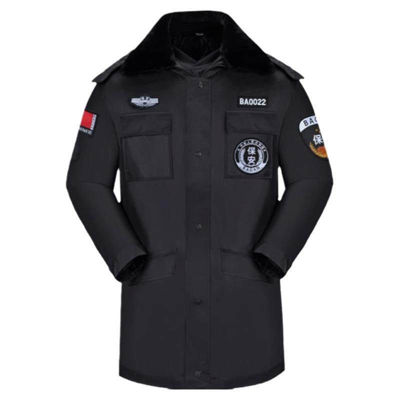 保安棉袄作训工作服套装男冬季服装黑色加厚特训棉大衣棉服冬装男