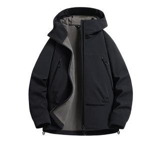 轻户外防水防风亮色软壳登山服防寒男女重磅痞帅工装冲锋衣外套冬