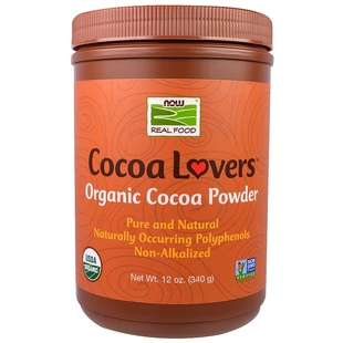 生酮Now Foods无麸无糖未碱化纯可可粉烘焙Organic Cocoa Lovers