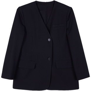 Lavinia 西服外套女春秋款英伦风无领雅致气质黑色西装B41W11