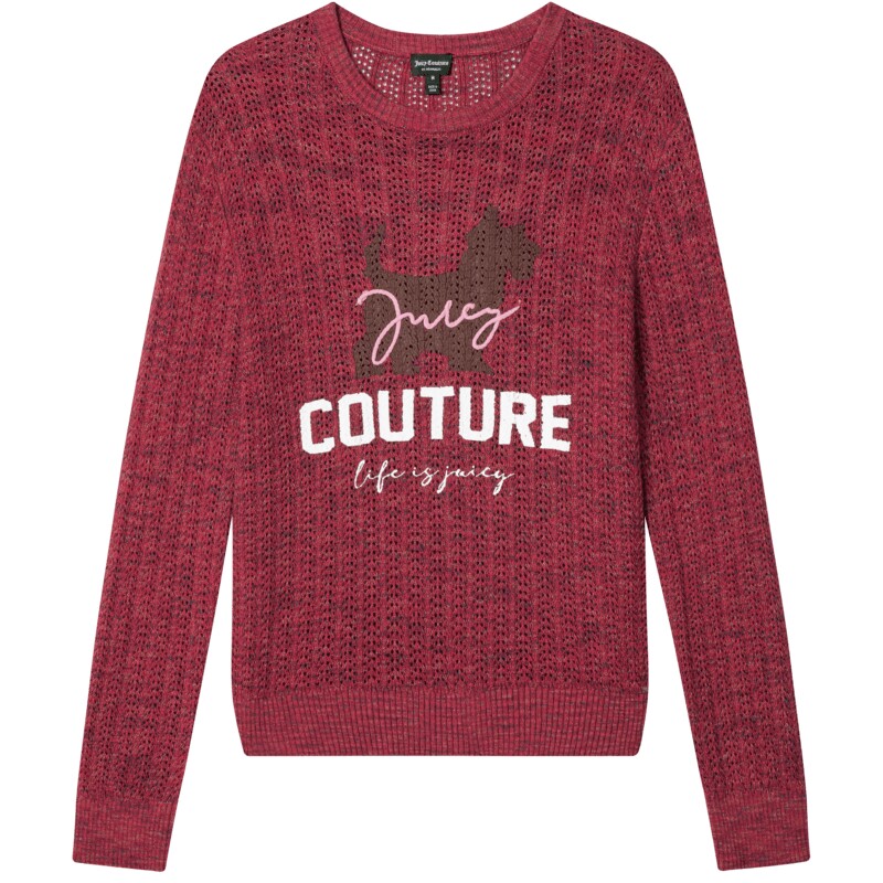 【100%棉】Juicy Couture橘滋针织衫女26秋冬新款红小狗印花毛衣