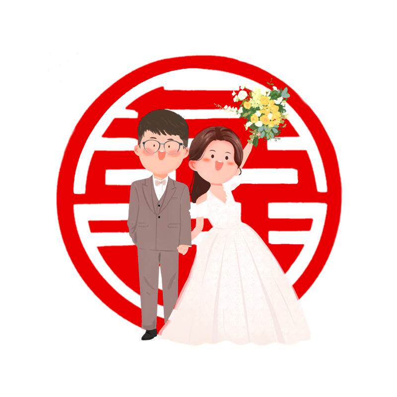 手绘头像Q版情侣婚纱照片定制婚礼请柬卡通形象设计人形立牌绘制