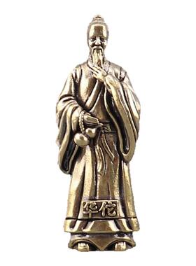 纯黄铜神医华佗复古老物件居家装饰假山造景桌面茶宠工艺品铜摆件