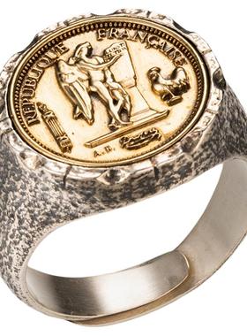 高卢雄鸡胜利天使银戒指情侣礼物