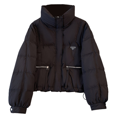 白色立领短款羽绒服女面包服外套