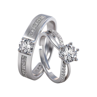 18-24#24-32#大号男女戒指结婚仿真一对求婚钻戒假对戒婚礼现场用