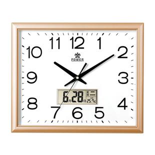 POWER霸王大挂钟现代客厅方形钟表万年历时钟客厅日历静音挂表