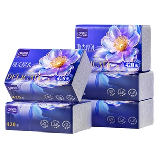 清帕琉光厚礼抽纸5层420张家用餐巾纸实惠装母婴适用卫生纸整箱