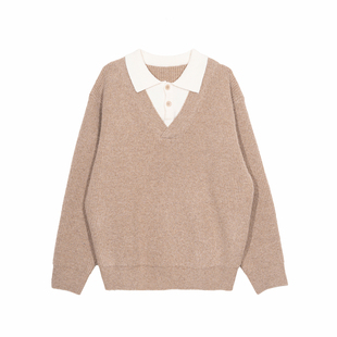 Holocene美式潮牌假两件针织衫高级感痞帅百搭秋冬时尚宽松毛衣男