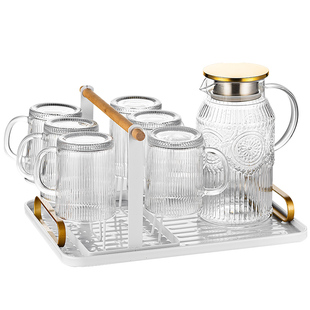 高级感玻璃喝水杯子家用套装待客厅壶高颜值带把手牛奶果汁泡茶具